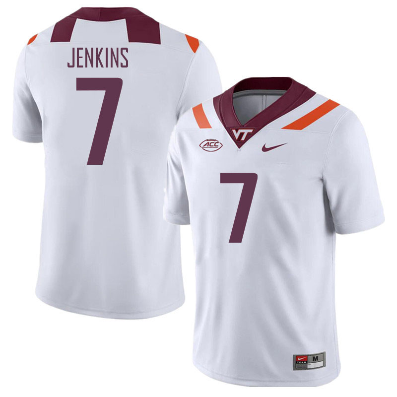 Men #7 Keonta Jenkins Virginia Tech Hokies College Football Jerseys Stitched Sale-White